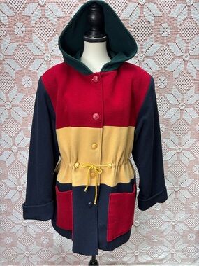 Vintage Wool Blend Colour Block Jacket
